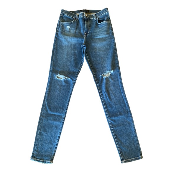 J BRAND Maria Distressed High Rise Skinny Jeans Motion Wash Size 27 - Picture 2 of 10